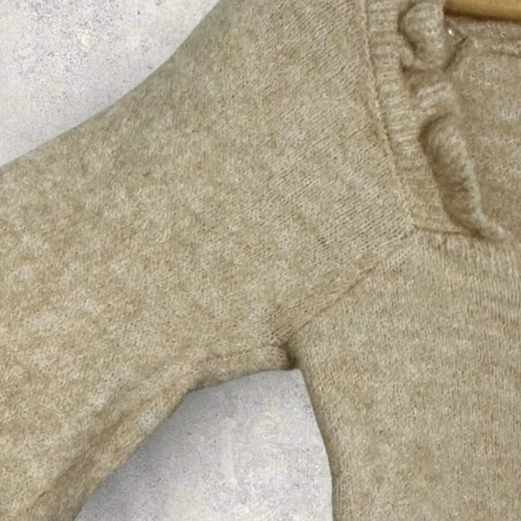 Sezane Mila Jumper Knit Sweater Square Neck Ruffle Mohair Merino Wool French XS - Picture 7 of 10